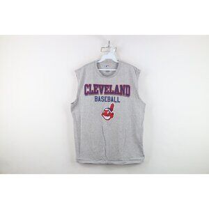 Vintage Mens XL Spell Out Chief Wahoo Cleveland Indians Baseball Muscle T-Shirt